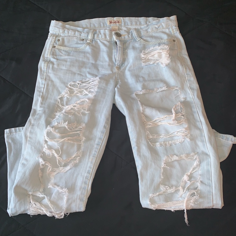 Extremely ripped Mudd jeans